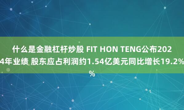 什么是金融杠杆炒股 FIT HON TENG公布2024年业绩 股东应占利润约1.54亿美元同比增长19.2%