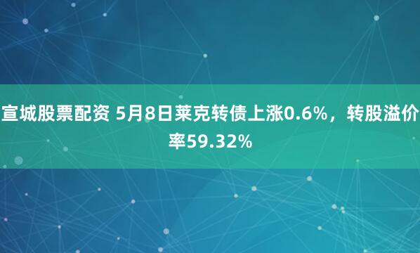 宣城股票配资 5月8日莱克转债上涨0.6%,转股溢价率59.32%