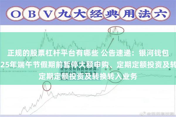正规的股票杠杆平台有哪些 公告速递：银河钱包货币基金2025年端午节假期前暂停大额申购、定期定额投资及转换转入业务