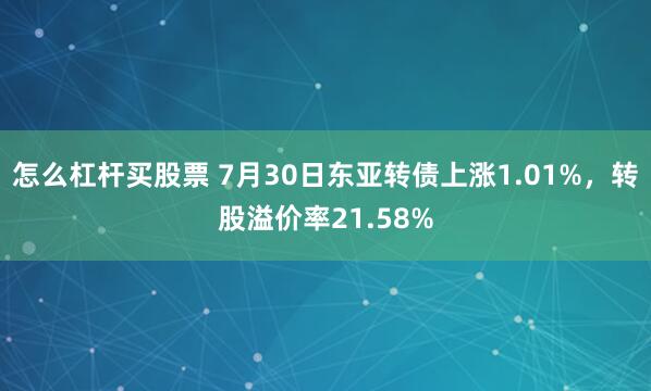 怎么杠杆买股票 7月30日东亚转债上涨1.01%,转股溢价率21.58%
