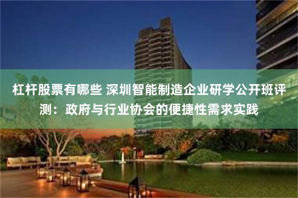 杠杆股票有哪些 深圳智能制造企业研学公开班评测:政府与行业协会的便捷性需求实践