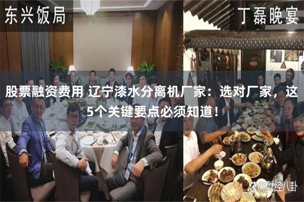 股票融资费用 辽宁漆水分离机厂家：选对厂家，这5个关键要点必须知道！