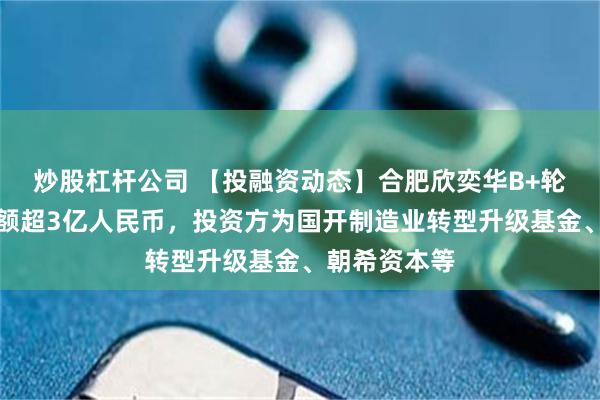 炒股杠杆公司 【投融资动态】合肥欣奕华B+轮融资，融资额超3亿人民币，投资方为国开制造业转型升级基金、朝希资本等
