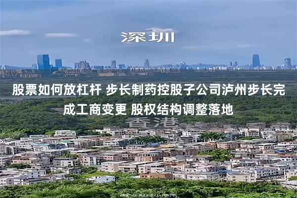 股票如何放杠杆 步长制药控股子公司泸州步长完成工商变更 股权结构调整落地