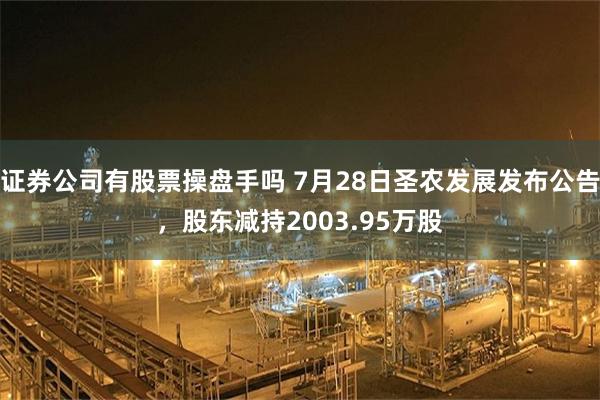 证券公司有股票操盘手吗 7月28日圣农发展发布公告，股东减持2003.95万股