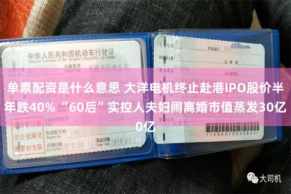 单票配资是什么意思 大洋电机终止赴港IPO股价半年跌40% “60后”实控人夫妇闹离婚市值蒸发30亿