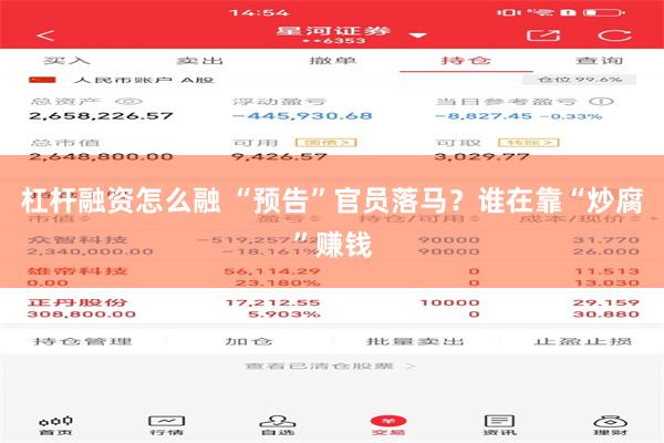 杠杆融资怎么融 “预告”官员落马？谁在靠“炒腐”赚钱