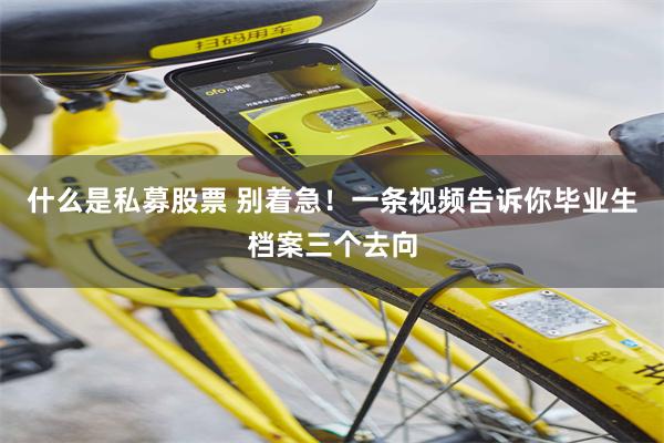 什么是私募股票 别着急！一条视频告诉你毕业生档案三个去向