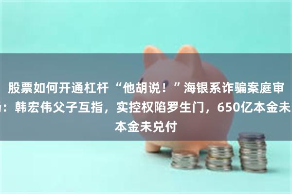 股票如何开通杠杆 “他胡说！”海银系诈骗案庭审现场：韩宏伟父子互指，实控权陷罗生门，650亿本金未兑付