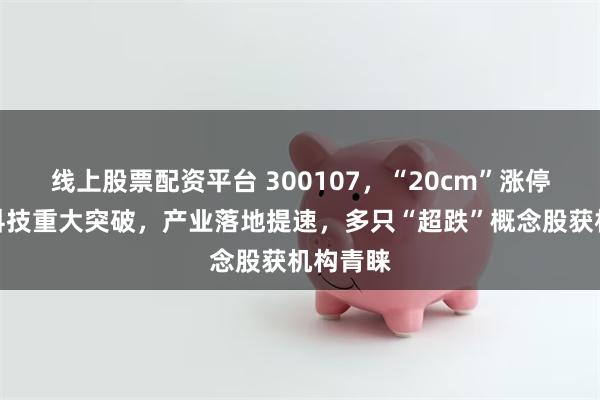 线上股票配资平台 300107，“20cm”涨停！量子科技重大突破，产业落地提速，多只“超跌”概念股获机构青睐